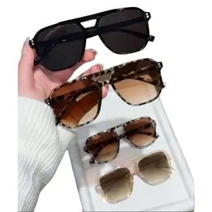 Unisex 4-Pack Y2K Square Aviator Sunglasses, Polarized Lightweight Vintage Men's Sunglasses with UV Protection, Ideal for Daily Wear & Outdoor Activities