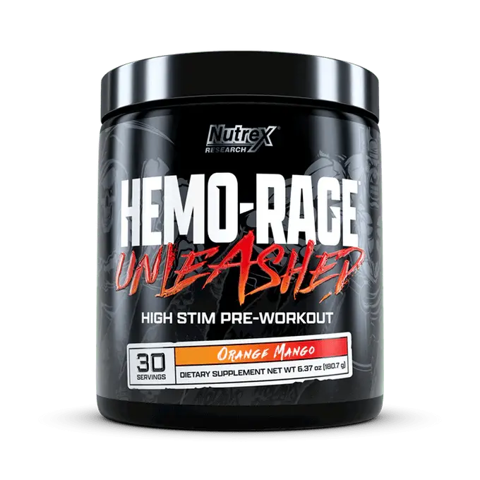 Nutrex Hemo-Rage Unleashed High Stim Pre-Workout 30 Servings Orange Mango Flavor for Fitness & Muscle Optimum Healthcare Supplement