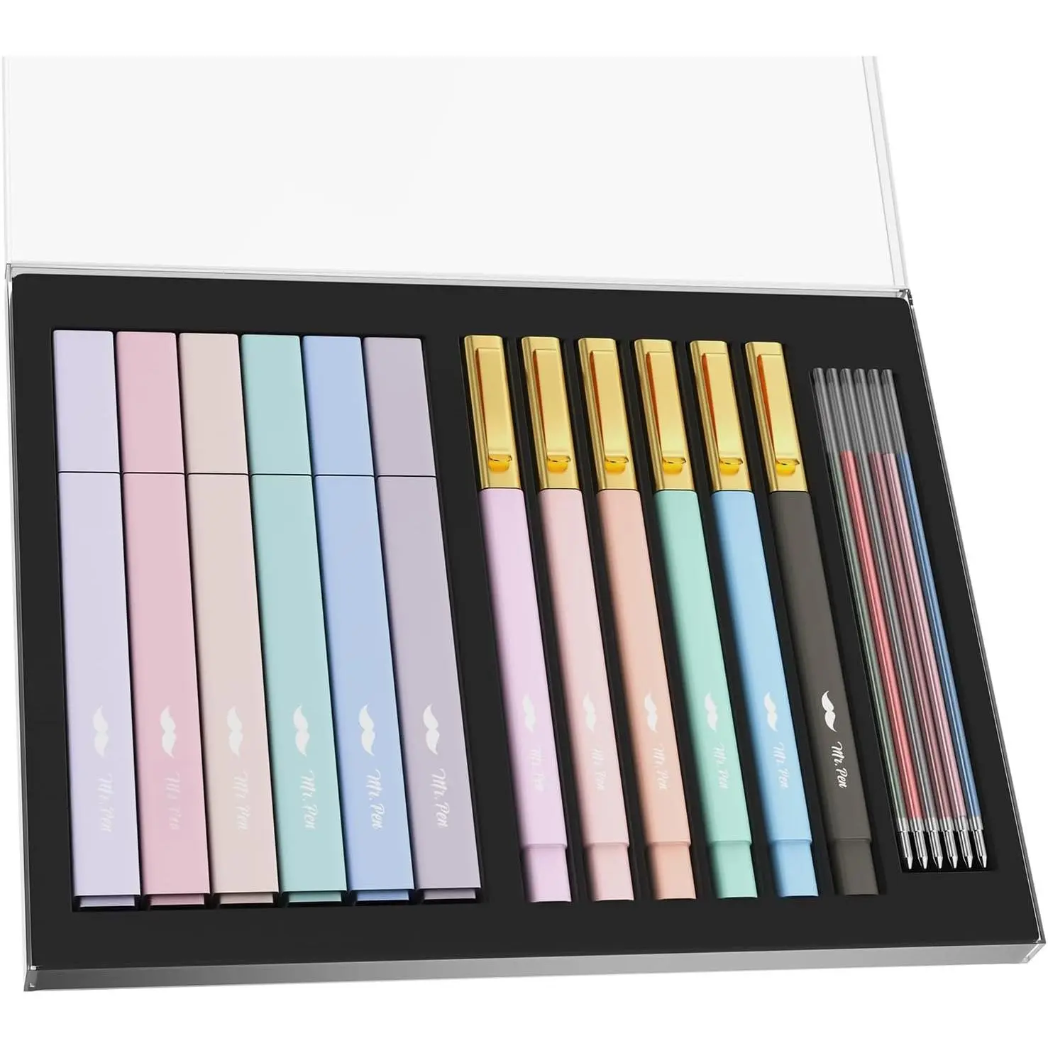 - Aesthetic Highlighters and s with Case, 12 Pack, 6  Refills, Cute Highlighters Assorted Colors, Colorful Ink  s No Bleed Through, Highlighter Set for