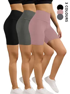 3 Pack 6"High Women's High Waist Biker Shorts, Athletic Shorts, Skinny Workout Shorts, Super Soft No-See-Through Design, Ideal for Workouts & Yoga, Sporty Style, Perfect for Summer Wear
