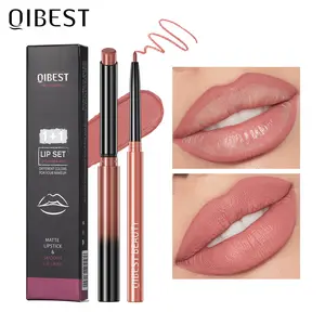 Lip Liner Pencil Set, Matte Long-Lasting Waterproof, Natural Nude Color, 2 Pieces, Formaldehyde-Free, Suitable for All Makeup Styles