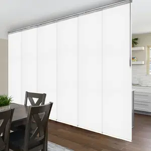 Laci White 6-Panel Single Rail Panel Track 70"-130"W, Panel width 23.5" - 100% BLACKOUT