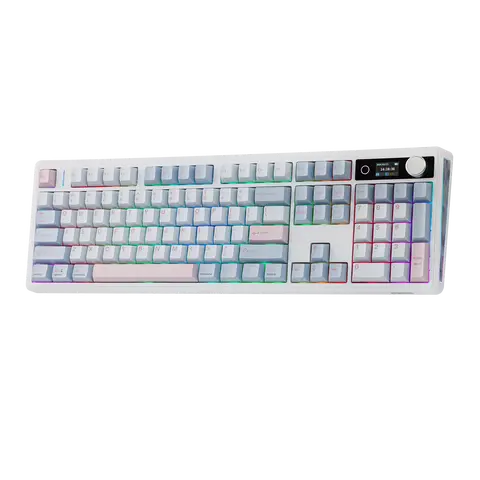 EPOMAKER TH108 V2 PRO Full Size Creamy Mechanical Gaming Keyboard - Hot Swappable, 10000mAh Rechargeable, RGB Backlight, BT/2.4Ghz Wireless, Mac Modifier PBT Keycaps, 5-Padding Gasket, Screen & Knob, Switch Puller, Kickstand, for Gaming/Work, Mac/PC Use,