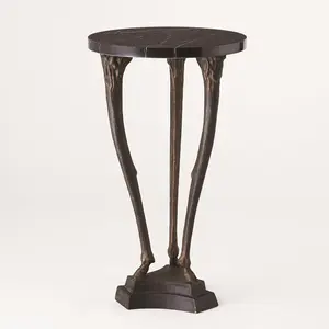 Space Saving Modern Round Marble Accent Table with Legs
