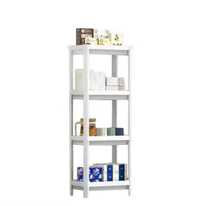 FixtureDisplays® 4 Tier Plastic Shelf Stand, 14X9.5X39", with Rectangle Plastic Mesh Trays, White Shower Caddy Organizer,  Storage Organizer, Great for Bathroom, Shower, Kitchen Pantry 22004