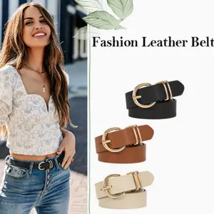 3 Pack Women Leather Belt for Jeans Pants Golden Buckle Casual Waist Dresses Belt for Ladies kelly bling