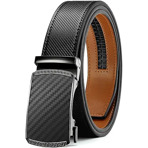 XMWUS Men's Leather Ratchet Belt with Automatic Buckle, Adjustable No-Hole Dress Belt for Men, Casual Business Belt, Men's Fashion Accessories, Birthday Gift for Him,techvibes