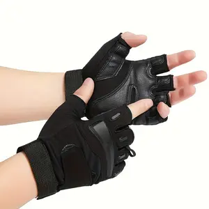 A Pair of Tactical Fingerless Gloves for Men and Women, Anti-slip, Breathable, for Outdoor Training, Sports, Cycling, and Motorcycle Riding, Thin Gloves