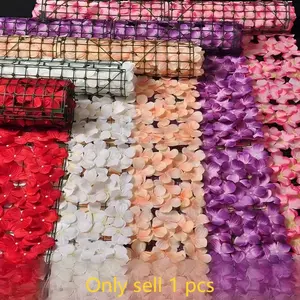 1Pc 19.69×39.37inch Hydrangea Flower Wall Panel, Artificial Fence Screening, Multi-color Floral Backdrop, UV Protected Flower Hedge Fence for Indoor & Outdoor Wedding Party Garden Yard Decor, Garden Fence Panels