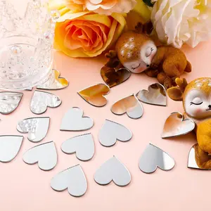 Mini Heart Shaped Acrylic Mirror Sticker, 100/200pcs/set DIY Decorative Mirror Sticker, Decorative Wall Sticker for Home Living Room Bedroom, Ornaments, Decoration Items