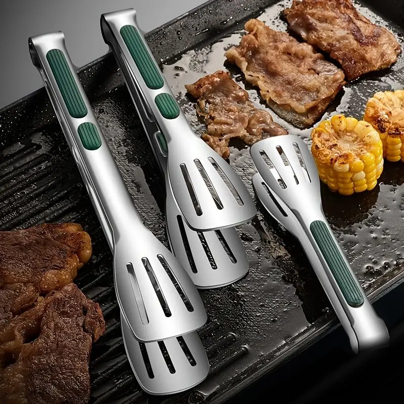 Stainless Steel Food Tongs, 1/2 Counts Non-slip Barbecue Tongs, Salad Bread Meat Fruit Tongs, Cooking Tongs for Home, Kitchen, Outdoor, Picnic