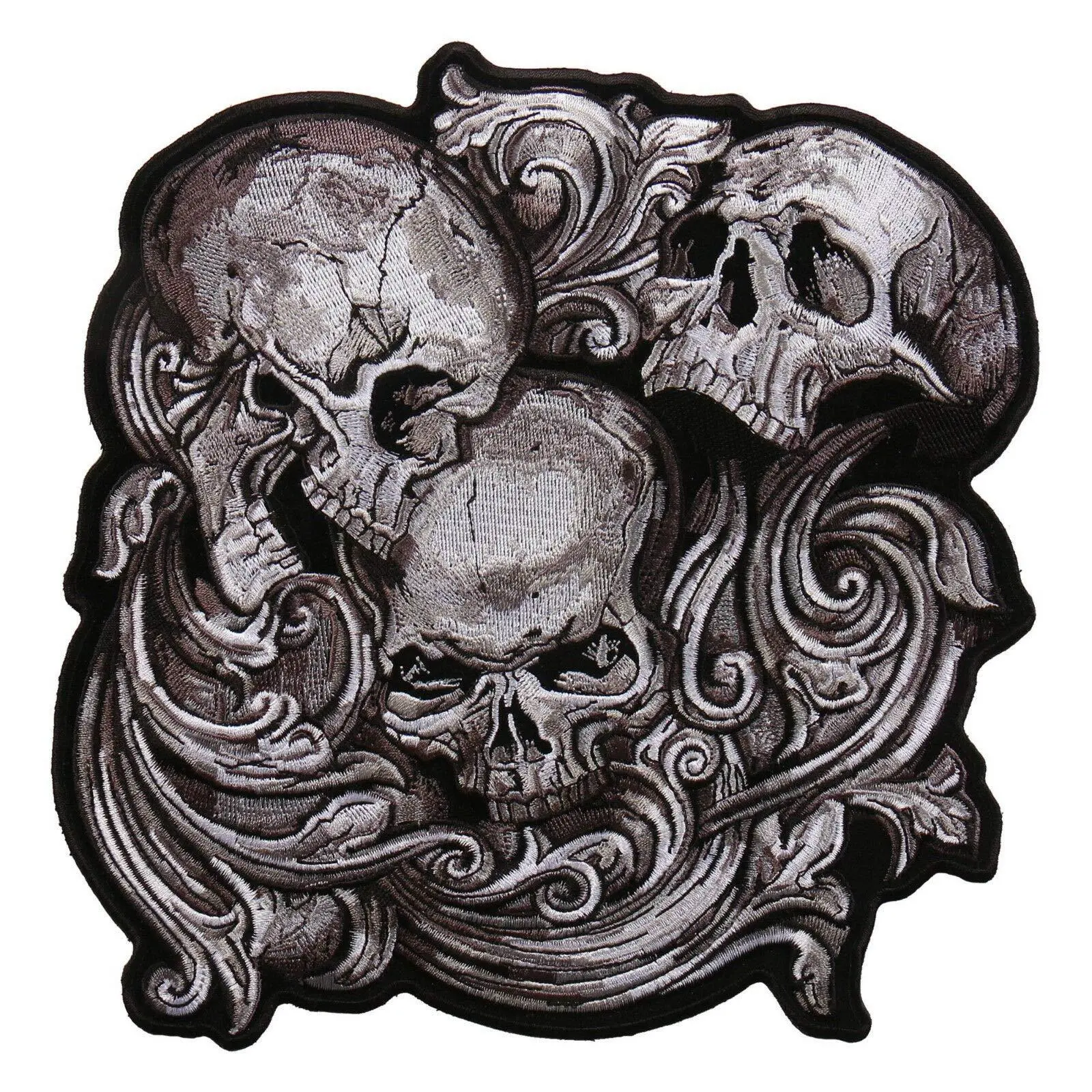 Jumbo Skulls High Thread Embroidered Iron-On sew on Patch [4.0 X 4.0 inch]