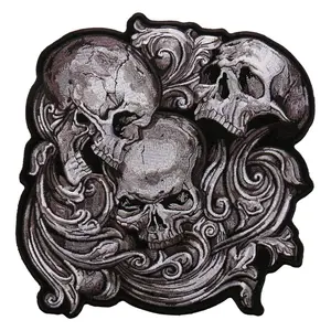 Jumbo Skulls High Thread Embroidered Iron-On sew on Patch [4.0 X 4.0 inch]