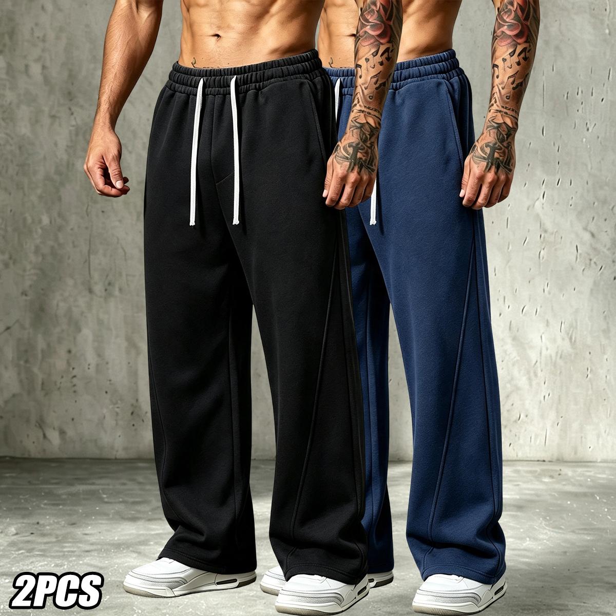 JOGWAVE Men's Fleece-Lined Loose-Fit Cotton Casual Athletic Trousers, Drawstring Machine Washable Men's Pants for Autumn-Winter Jogging, Streetwear