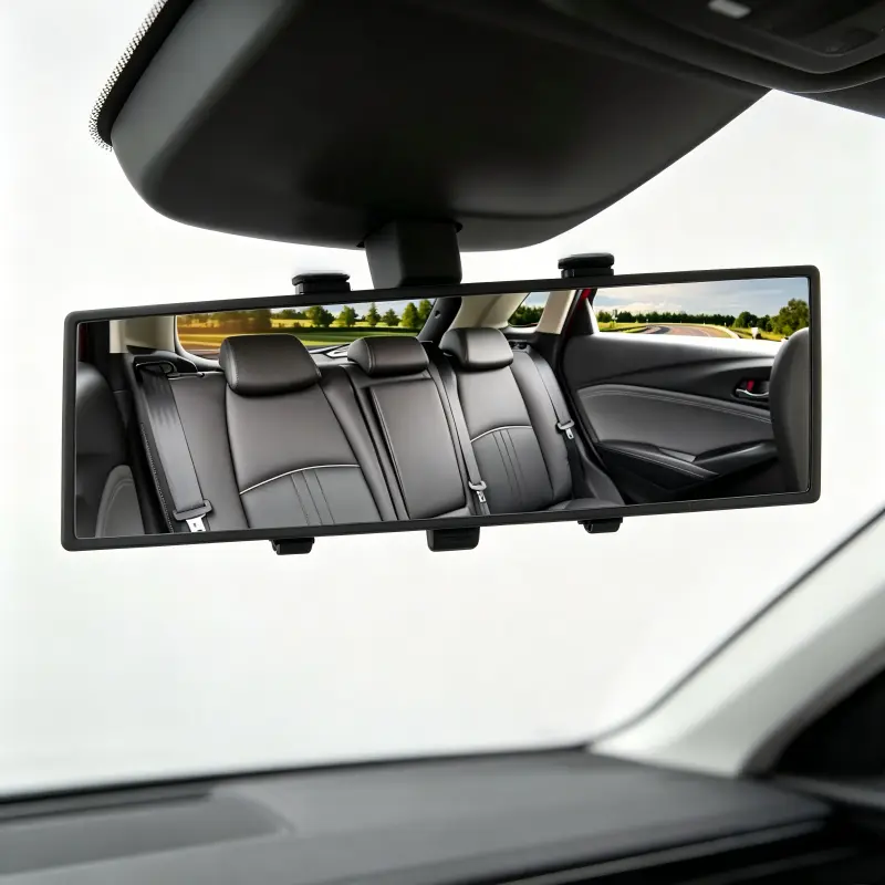 【Max Install Width: 3.1"】Wide Angle Car Interior Rear View Mirror, Panoramic Anti-Glare Convex Clip-On Rearview Mirror, Universal Fit for Sedans, Trucks, SUVs & Vans