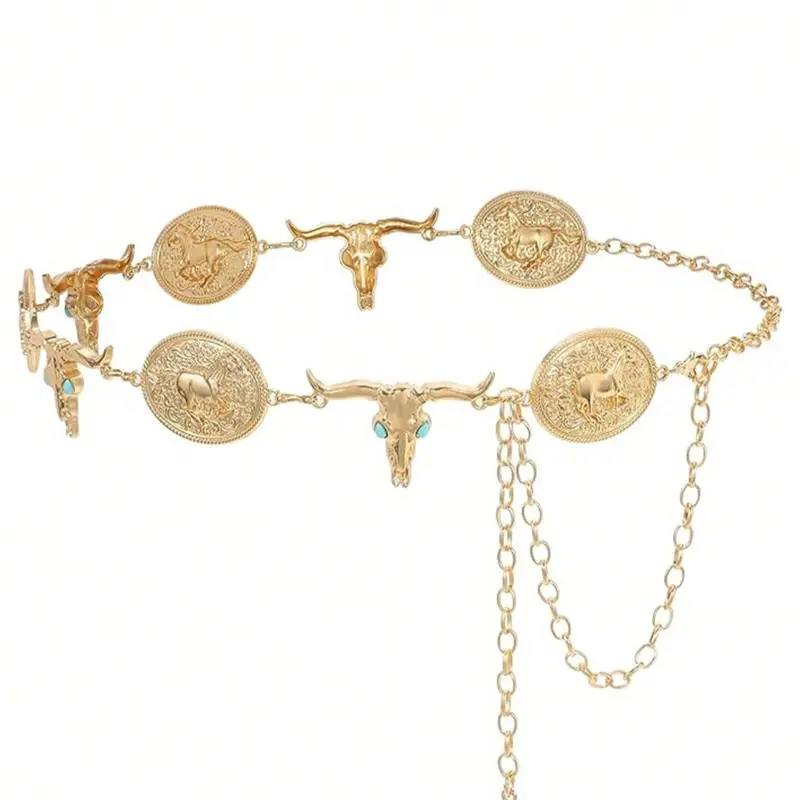 Boho Style Women's Metal Waist Chain African Waist Jewelry with Turquoise Pendant, Perfect for Evening Dates Parties Weddings Halloween Christmas Gifts, Body Chains, Body Jewellery, Accessories