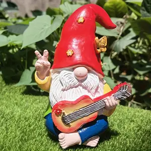 Charming Guitar Gnome Resin Statue – Ideal for Garden, Courtyard & Home Decor, Perfect Accent for Room Styling
