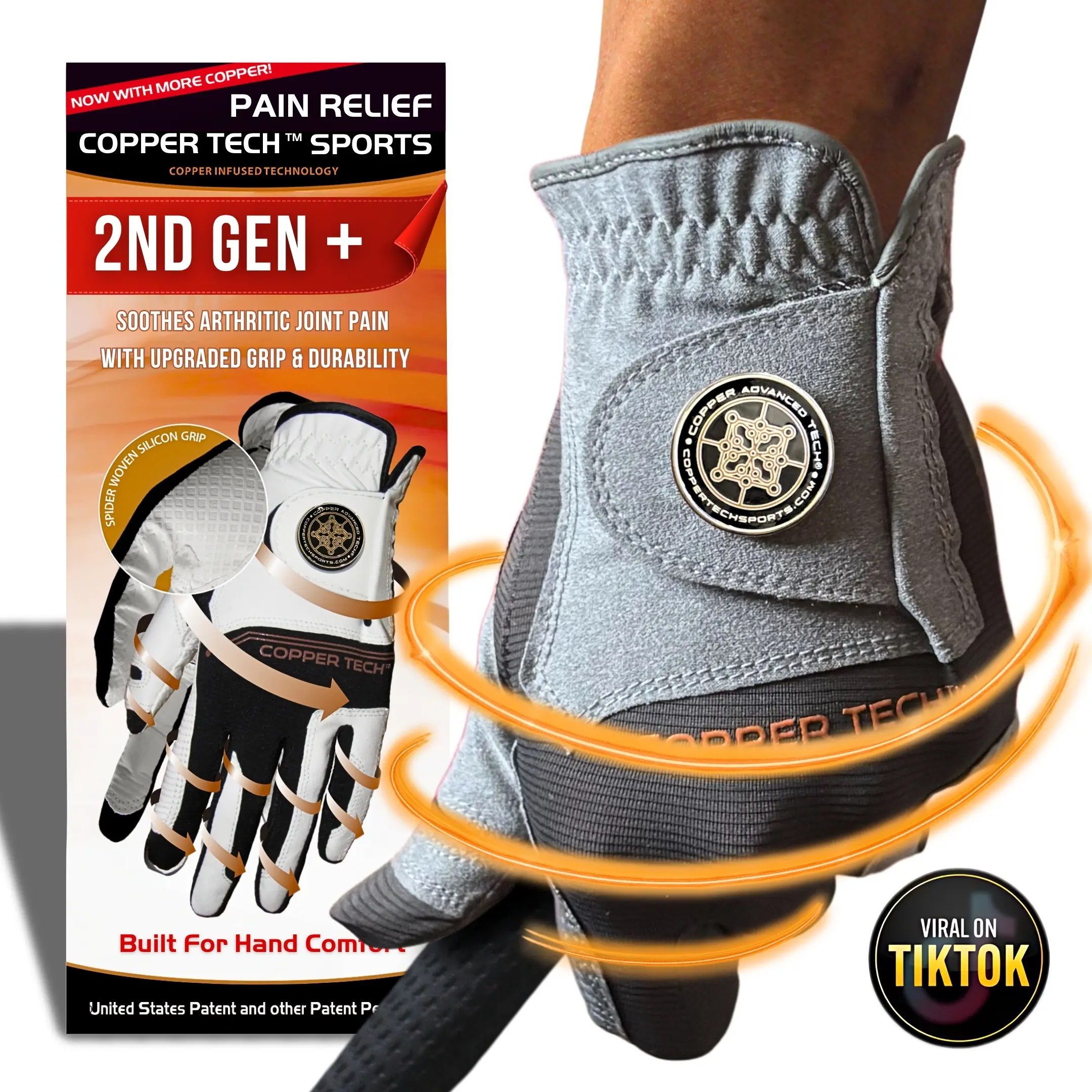 Copper Tech Men's Golf Gloves With Ball Marker (1 Pack) - Optimal Joint Support & Comfort With Copper Compression Feature - Breathable & Tacky - Crafted With Fine AAA Leather