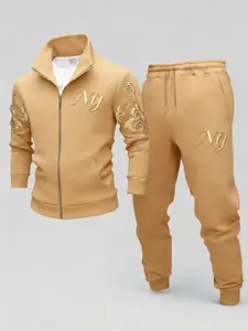 Fashionable stand up collar cardigan jacket 2-piece set, simple and casual fashion style, versatile for outdoor daily sports without being picky, stylish for reducing age