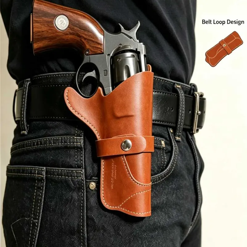 PerDDTrailLock Ambidextrous Leather Revolver Pocket Carry Holster - Snap Closure, One Size, .22 Fit, Secure Hold, Single 6 Holster, Durable and Reliable, Compatible for Both Hands, Ease of Use, Extra Layer of Security, Hunting Gear Accessory