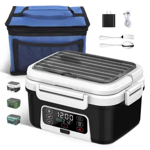 Cordless Electric Lunch Box for Adults Battery-Powered Heated Lunch Box with 1.5L (6 Cups)  Stainless Steel Container, Timer Function, and Leak-Proof Food Warmer for Work, Travel & Office