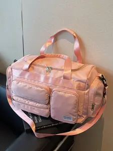 Large capacity travel tote bag, solid color handbag, zipper closure, fashionable and versatile, casual and simple, suitable for college students, school, business trips, camping, fitness, men's and women's travel bags, Travel Duffle Bag