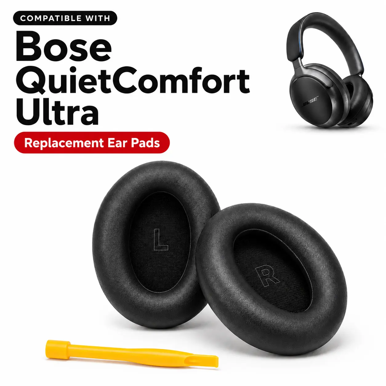 Earpads,Bose QuietComfort(QC) Ultra Wireless Headphones Replacement Earpads, Ear Pads Cushions with Softer Protein Leather and High Density Memory Foam for Noise Isolation
