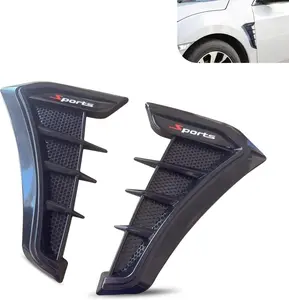 PCS Car Fender Side Vents, TPU Scratchresistant Impactresistant Shark Gill Air Flow Grille, SelfAdhesive Sporty Vehicle Exterior Trim Modification Kit Universal for Most Cars (Black)
