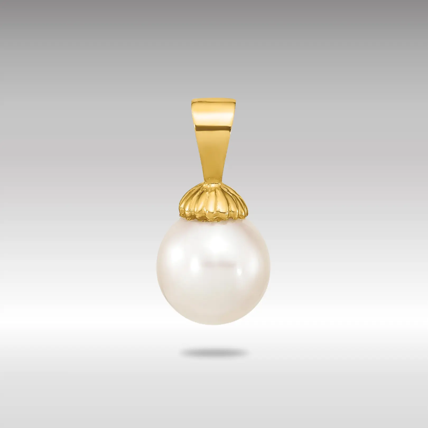 14K Gold 8-9mm White Round Freshwater Pearl Pendant - Model XF774