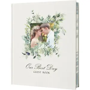 Wedding Guest Book Polaroid Guest Book Photo GuestBook Sign in book Personalized Linen Cover 120 Pages Hardcover with Lined, Alternative Baby Shower, Party, Birthday (10" x 8" Traditional)