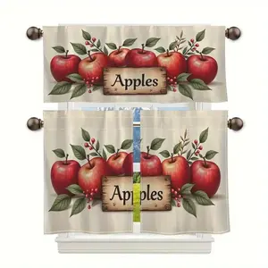 3pcs Curtain, Four Seasons Farm Apple Tent, Seasonal Tent, for Bedroom Decoration, Home Decoration, Bathroom, Living Room, Cafe Decoration, and Farmhouse Party Decoration