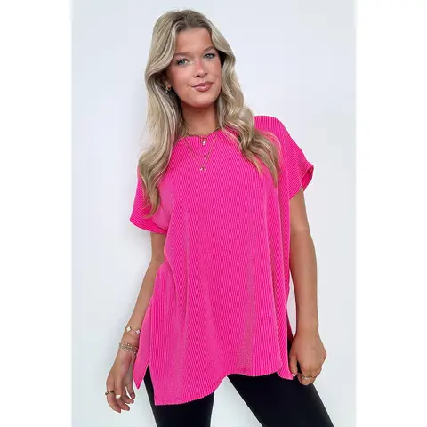 Casual Favorite Short Sleeve Side Slit Tunic Top - BACK IN STOCK