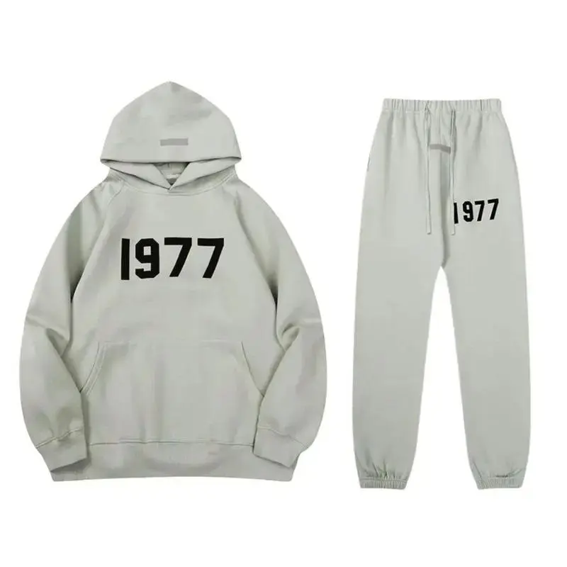 Vintage 1977 Graphic Hoodie And Sweatpants Set - Oversized Heavyweight Fleece 2 Piece Tracksuit Casual Loungewear
