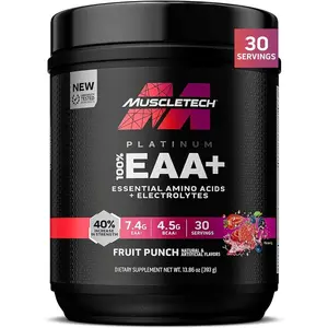 Platinum Essential Amino Acids Supplement with Electrolytes – Pre-Workout Powder for Energy, Muscle Growth & Strength (30 Servings, Fruit Punch)