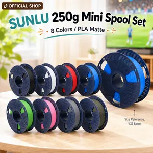 SUNLU 250g 3D Printer Filament Bundle | PLA Matte Filament 250g Bundle | Beautiful Matte Finish | Filament 1.75mm, 250G, Total 8 Rolls Black+White+Grey+Clay+Green+Pink+Blue+Red