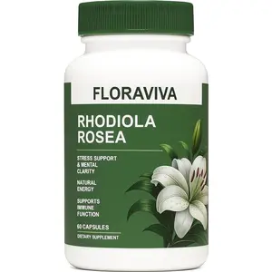 Floraviva Rhodiola Rosea Capsules 500mg - Natural Adaptogen Supplement for Stress Support, Mental Focus & Energy - Non-GMO