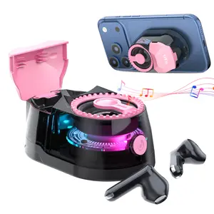 W&O Wireless Induction Audio Bluetooth Speaker with Earbuds & Universal Stand for Home Outdoor Travel Portable Desktop Gift