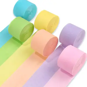 Crepe Paper Streamers 6 Rolls 492ft, Pack of Party Streamers in 6 Pastel Colors for Birthday, Party, Wedding Decorations (1.8 Inch x 82 Ft/Roll)