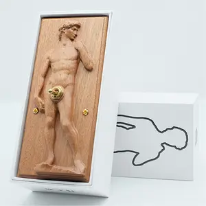 David Light Switch Cover, Solid Wood Wall Plate with Brass Toggle, Michelangelo Sculpture Design Artistic Shelf Decor, Single Pole Switch Vintage European Style Home Decor