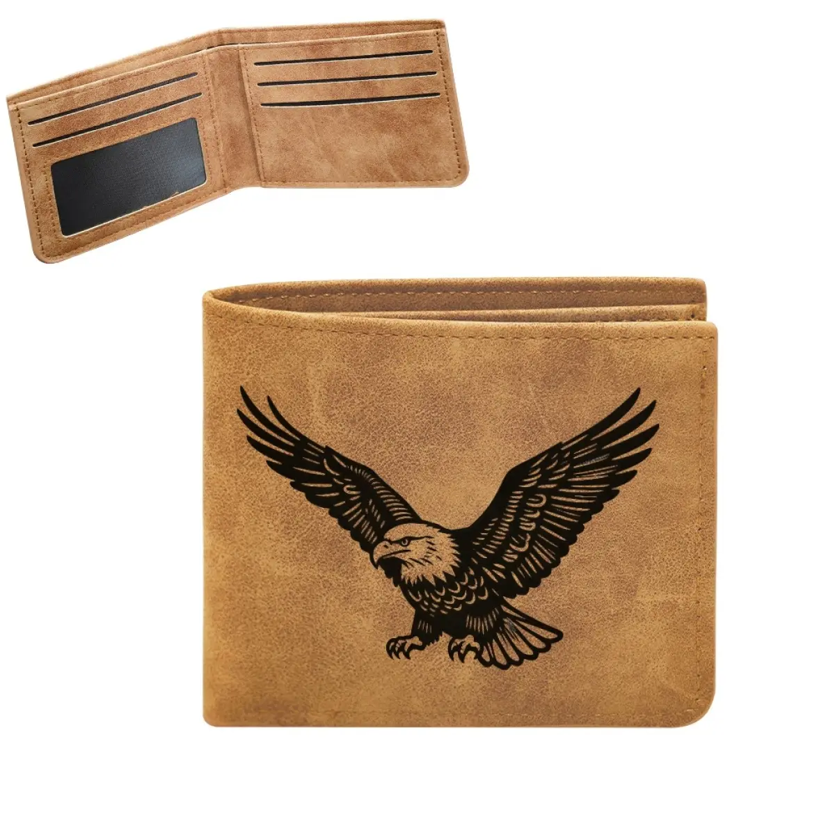 America Eagle Flag Men Wallet for Men - Bifold Multi Card Slots Men Wallet for Christian Gifts - Personalized Wallet for Men Daily Use Travel Workout