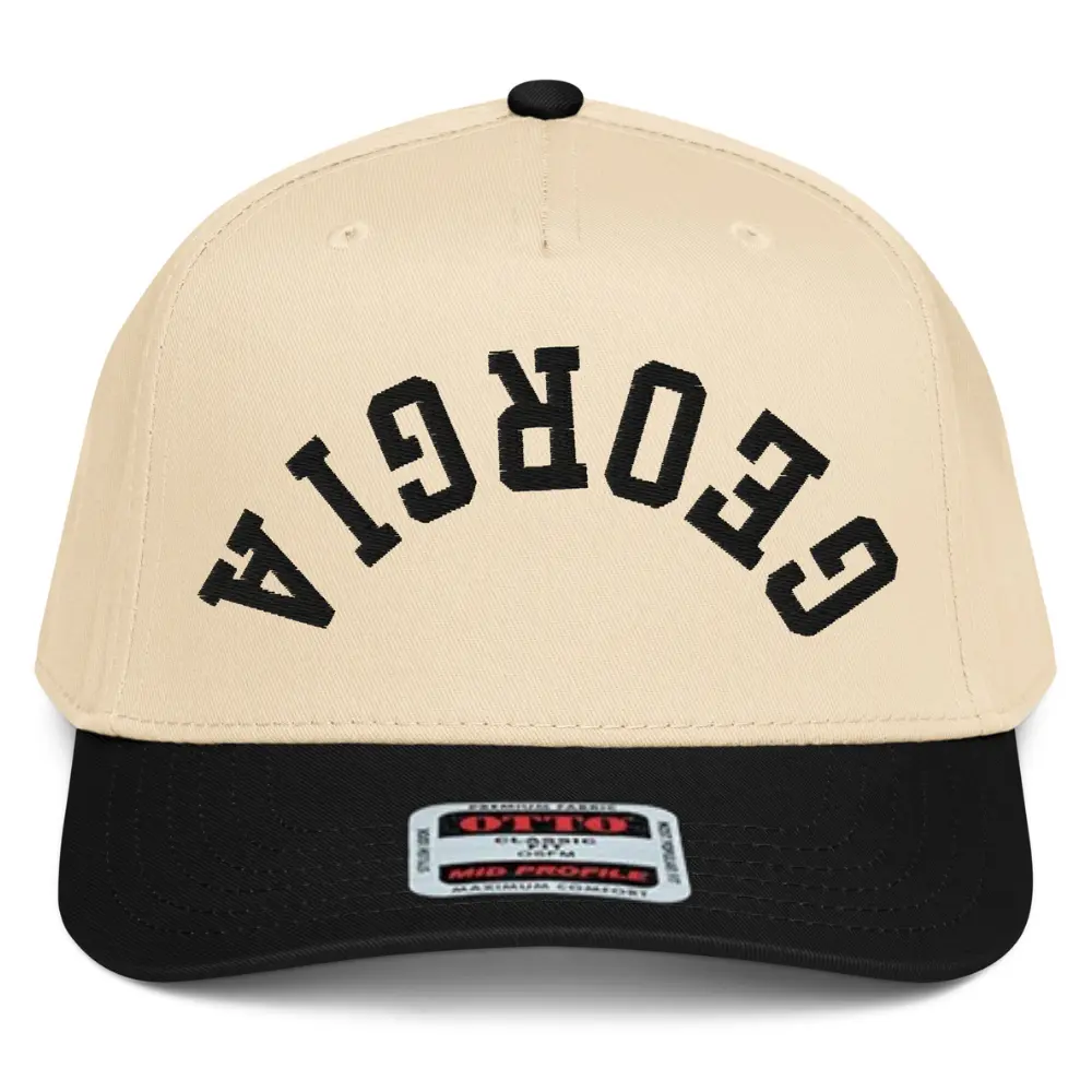 RIVEMUG NX1 Upside Down Georgia 2 Tone Hat Embroidered Mid Crown Curved Bill Snapback Cap for Men and Women