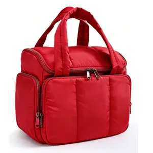 Travel Toiletry Bag for Women with Puffy Water-Resistant Fabric, Large Roomy Makeup Organizer for Full-Sized Toiletries & Accessories, Waterproof Wet/Dry Separation, Ultra-Light Taslan Fabric – Ideal for Business Trips, Gym, Family Vacation, Camping