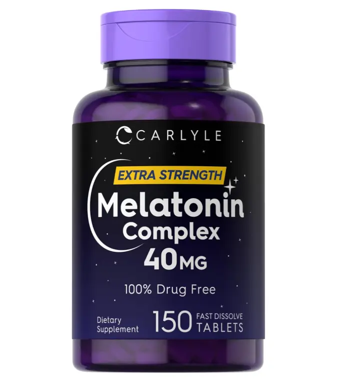 Carlyle Melatonin 40mg Complex | 150 Fast Dissolve Tablets | Extra Strength Support | with Ashwagandha and Chamomile | Vegetarian, Non-GMO, Gluten Free Supplement