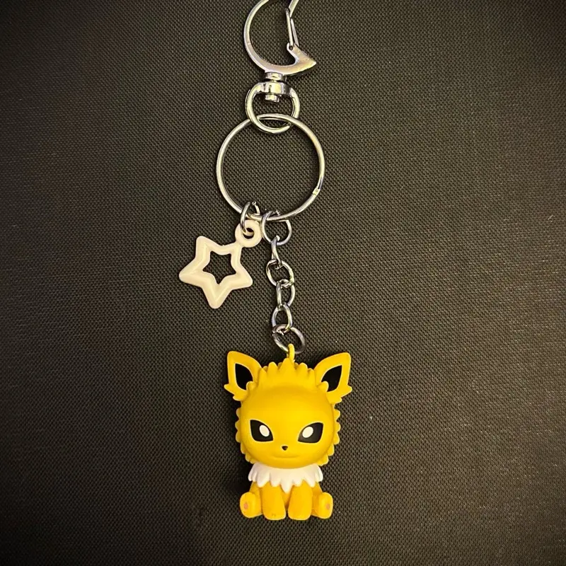 Chibi Jolteon Handmade Stylish Practical Keychain with Clip, Japanese Import Cute Anime Character Accessory, Gifts for Boyfriend
