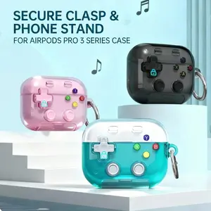 Unzip button transparent protective case Apple earphone case airpodspro3 earphone case with bracket 4th generation