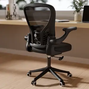 Computer Desk Chair, Ergonomic Office Desk Chairs with Mesh Back, Adjustable Lumbar Support, Height, 3D Flip-up Arms, Wheels, Rocking Function