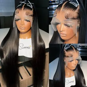 Bling Hair 13x4 13x6 Lace Frontal Bone Straight Wigs Brazilian Human Hair Wigs On Sales Pre Plucked Hd Transparent Human Hair For Woman 4x4 Lace Closure Cheap Wigs 30 28 Inch 180% Density #SummerVibes