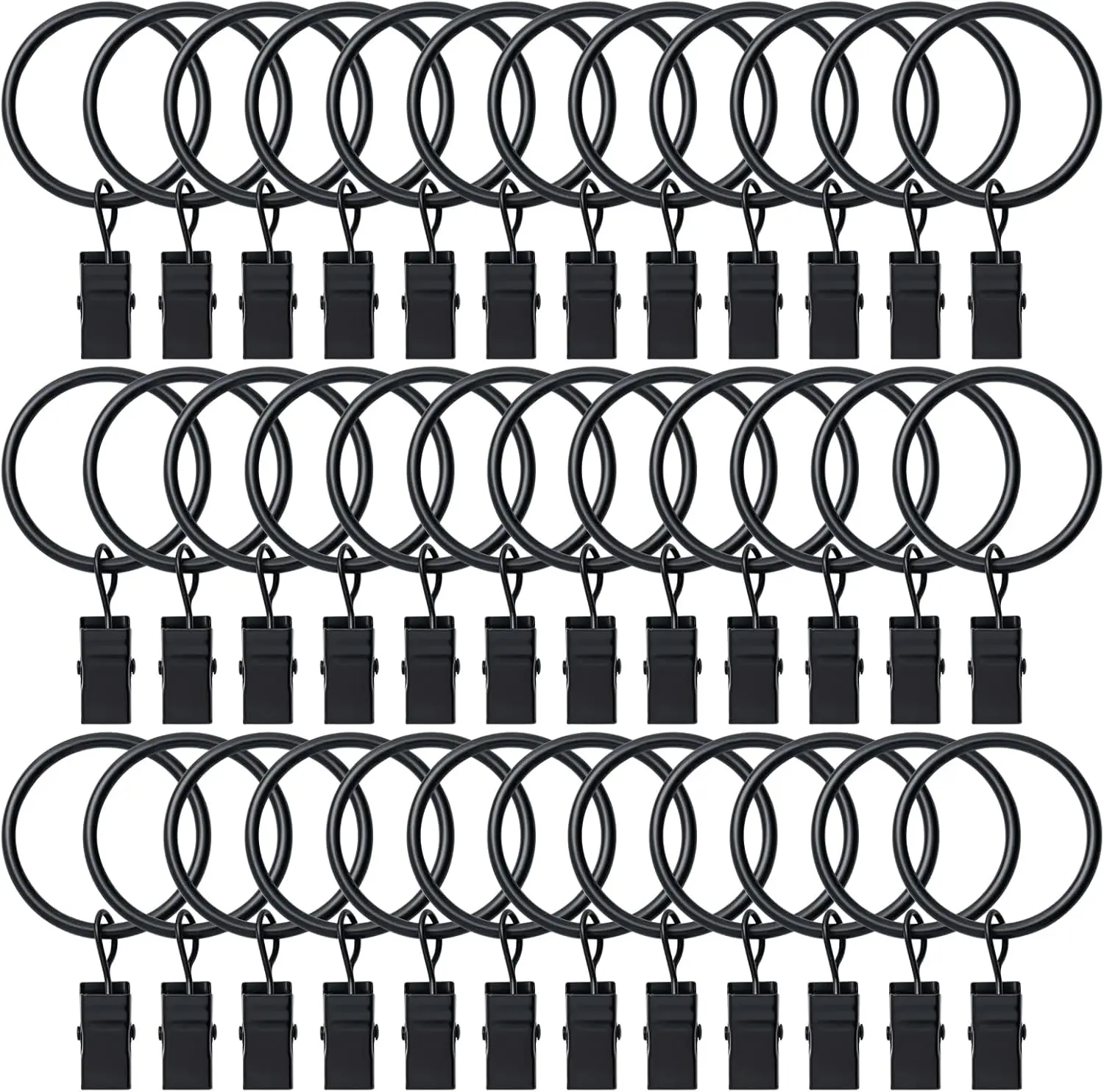 36 Pack Curtain Rings with Clips, Drapery Clips with Rings, Hangers Drapes Rings, Drapery Rings 1.26 inch, Fits up to 1 inch Diameter Curtain Rod, for Hanging Drapes Bows Hat and So On