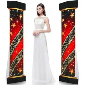 2 count 5.8 ft Movie Award Night Red Carpet Column Decorations Prom Stand up Cardboard Cutout Life Size Award Red Carpet Theme Party Decoration Backdrop Photo Props Standup for Movie Awards Party