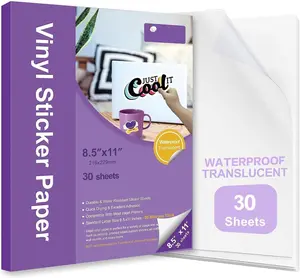 Printable Vinyl Sticker Paper,Translucent 30 sheet Clear Self-Adhesive Sheets,Dries Quickly  Colors Decal Paper, Resistant-for Any Epson   Sawgrass Inkjet Printer